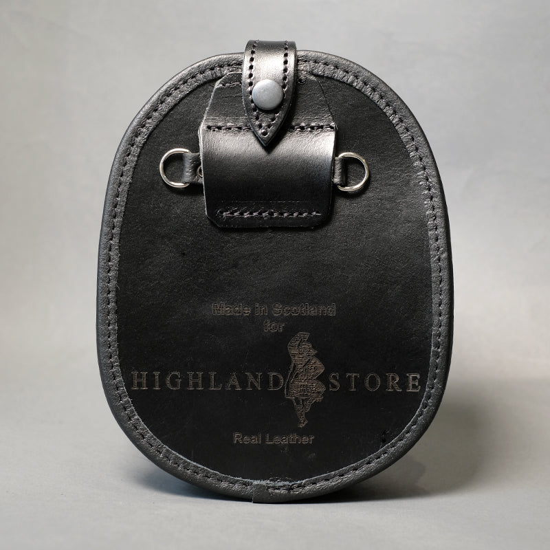 Black Leather Hunting Sporran with Black Rabbit Fur - Image 2