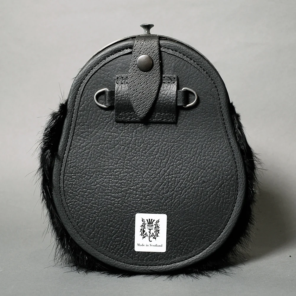 Black Nutria Fur Dress Sporran with Antique Celtic Cantle - Image 3