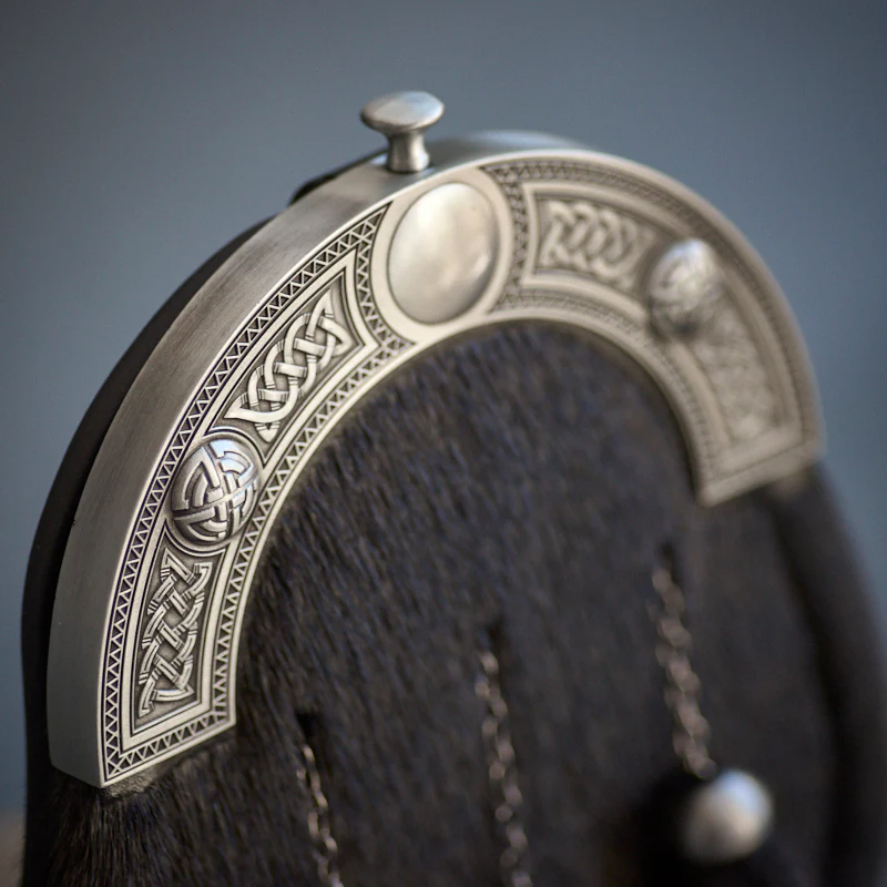 Black Seal Fur Dress Sporran with Antique Celtic Cantle - Image 3