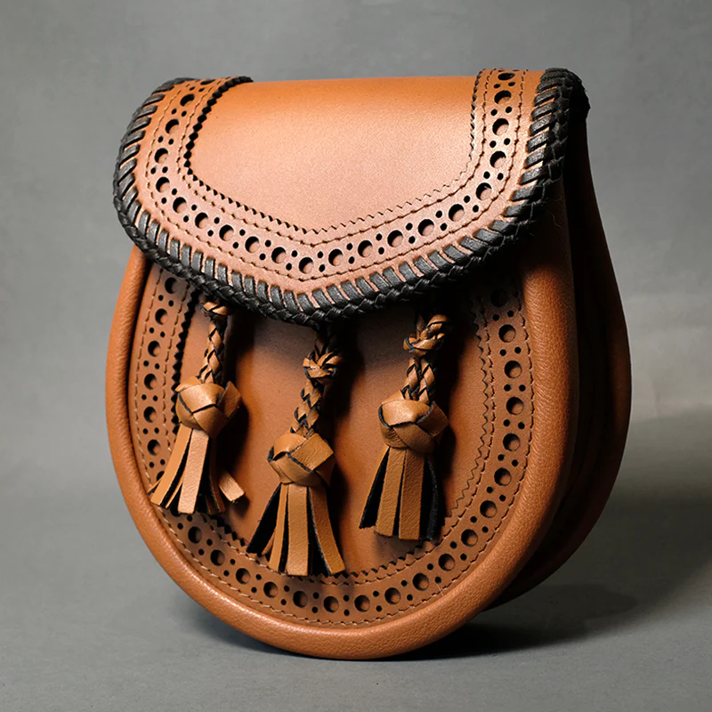 Artisan Classic Brogue Sporran in Tan Leather - Image 2