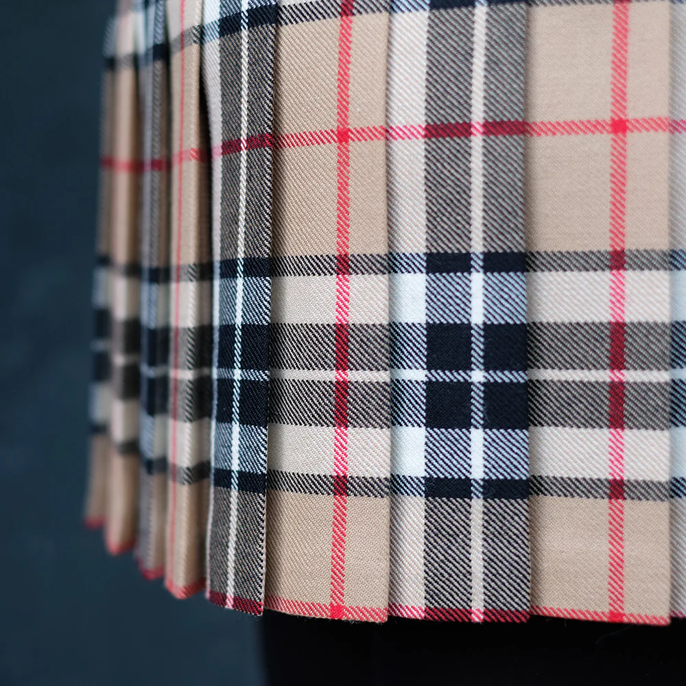 Women’s Mini Hip Kilt in Camel Thompson Tartan - Image 3