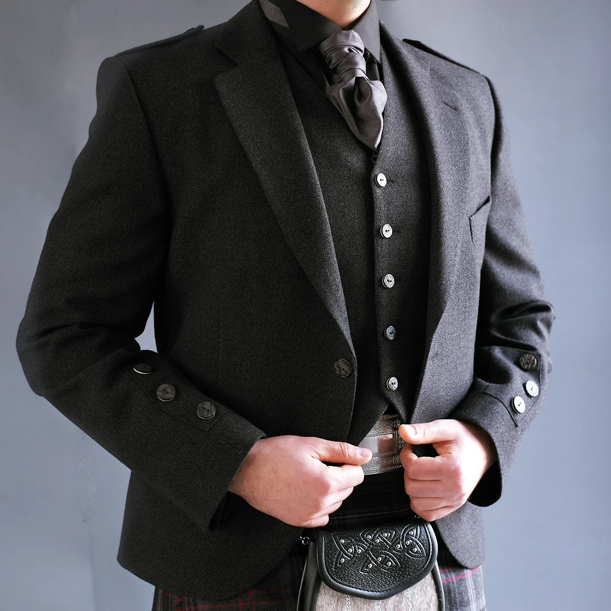 Grey Tweed Jacket with waistcoat - Image 3