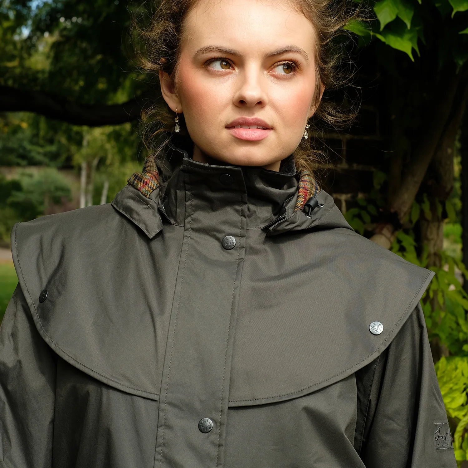 Long Cotswold Raincoat in Olive - Image 3