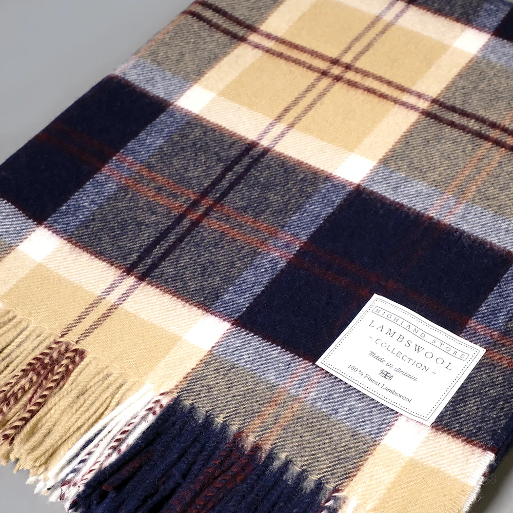 Merino Wool Navy Bannockbane Tartan Blanket - Image 2