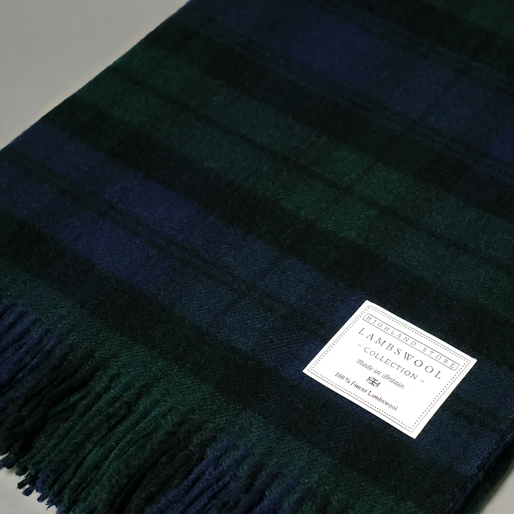 Merino Wool Black Watch Tartan Blanket - Image 2