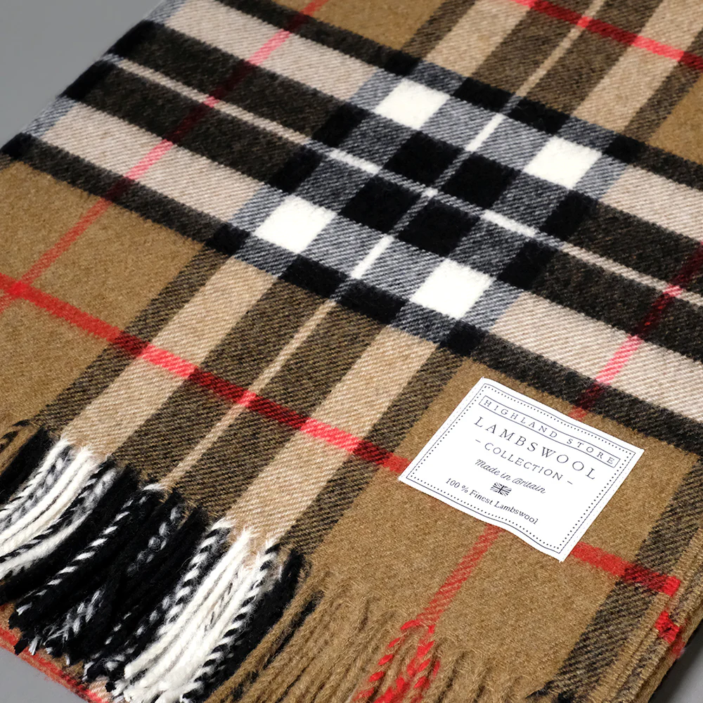 Merino Wool Camel Thompson Tartan Blanket - Image 2