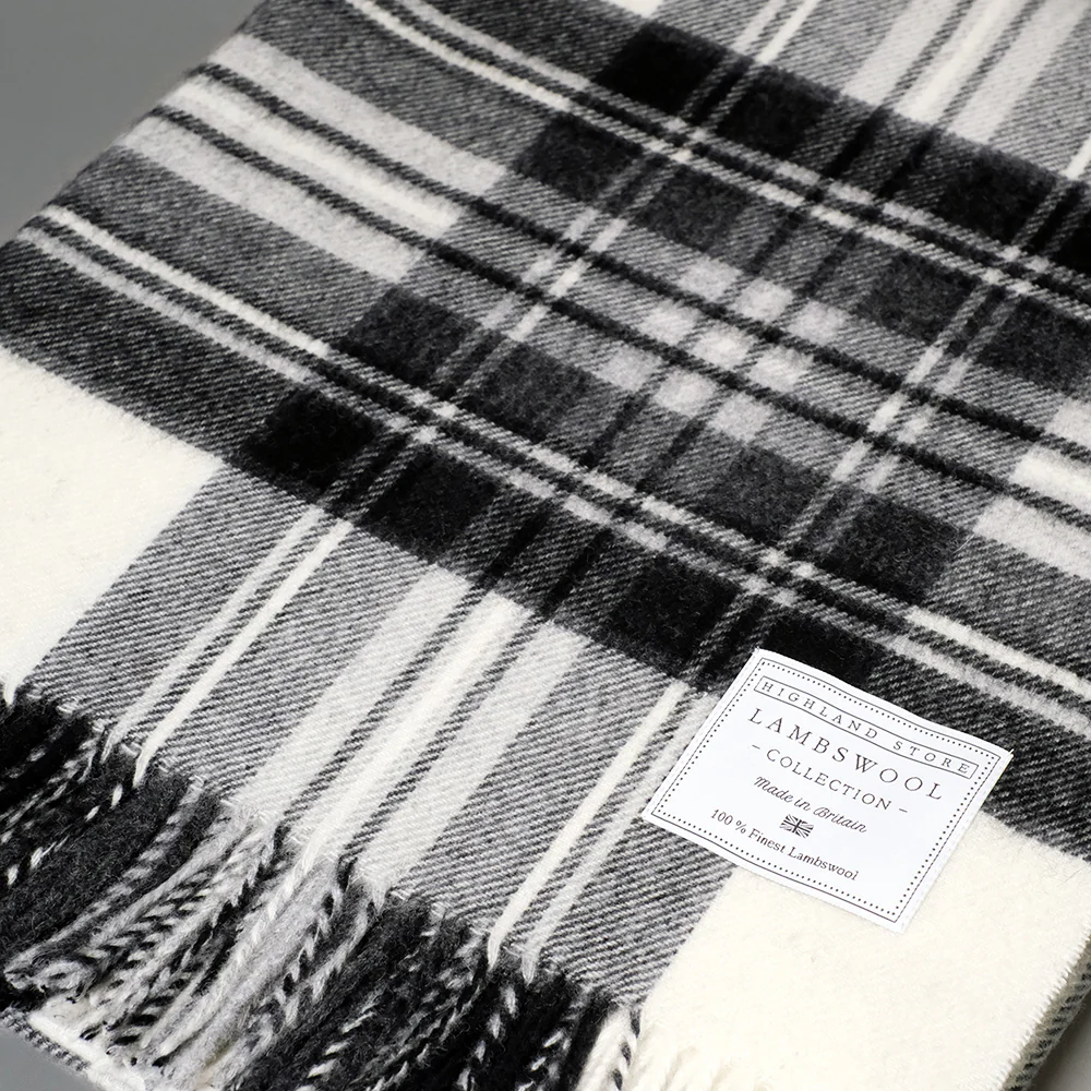 Merino Wool Grey Dress Stewart Tartan Blanket - Image 2