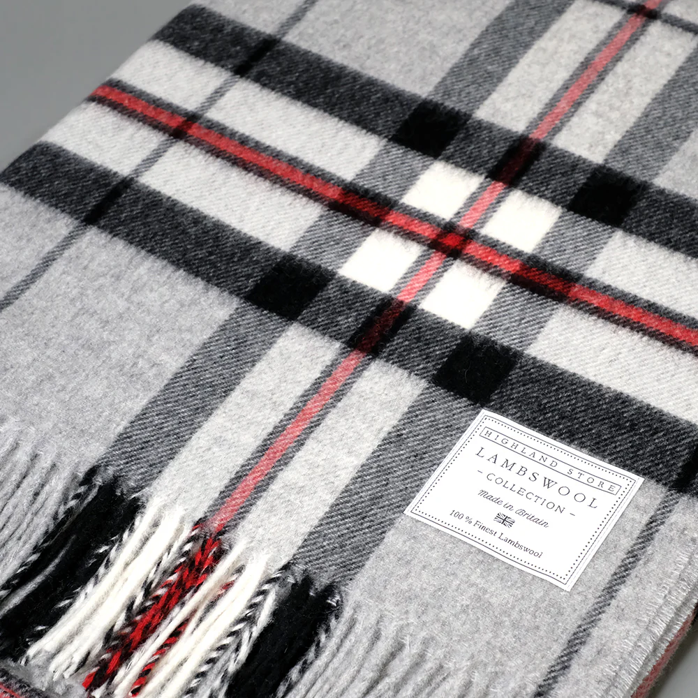 Merino Wool Grey Thompson Tartan Blanket - Image 2