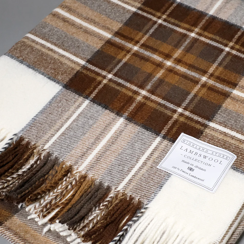 Merino Wool Natural Dress Stewart Tartan Blanket - Image 2