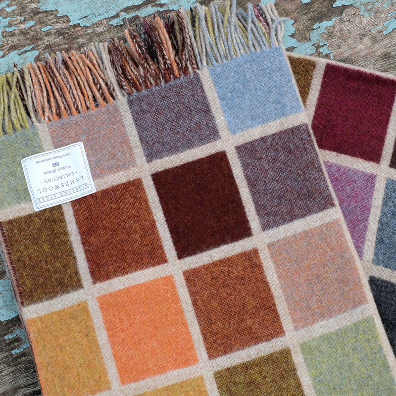 Merino Wool Reversible Multicoloured Tile Blanket - Image 3