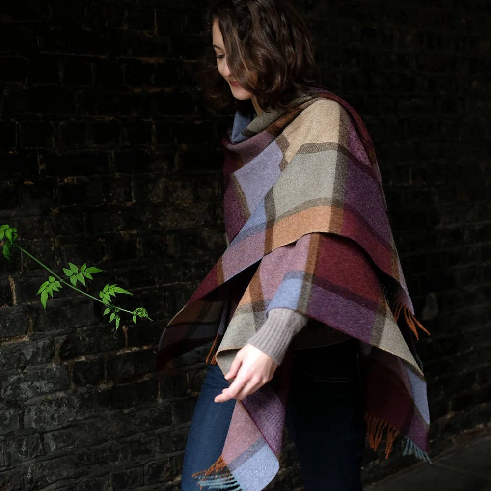 Mini Poncho in Block Check Pattern - Image 3