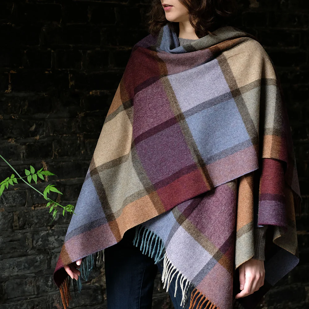 Mini Poncho in Block Check Pattern - Image 4