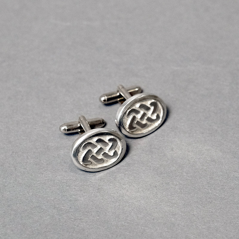 Oval Pewter Cufflinks with Celtic Design
