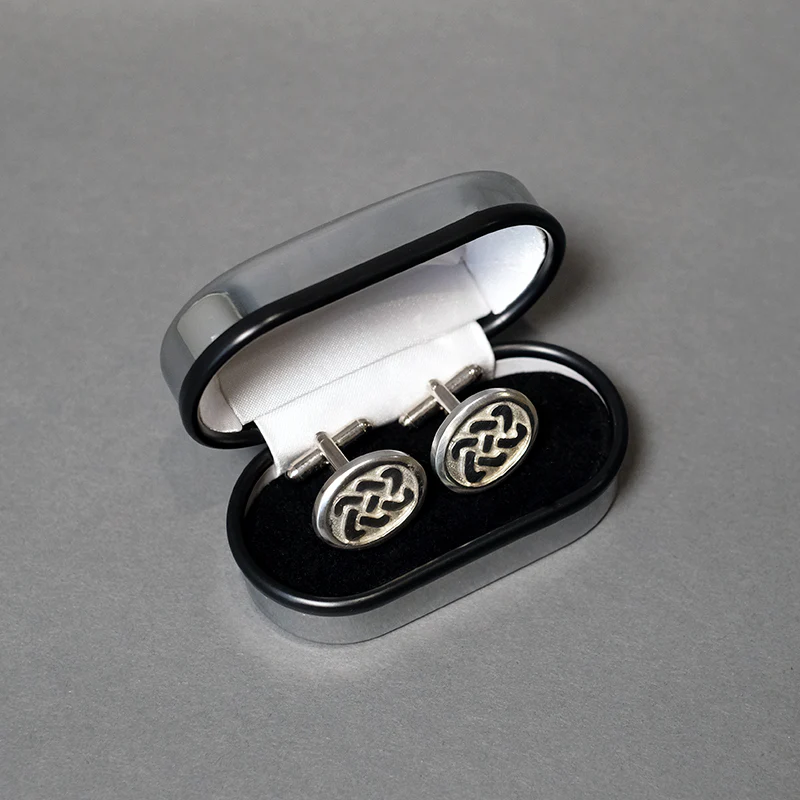 Oval Pewter Cufflinks with Celtic Design - Image 2