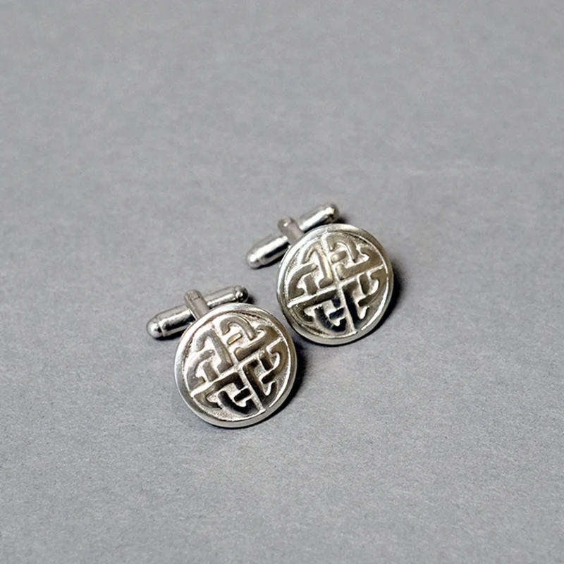 Round Pewter Cufflinks with Knot Design