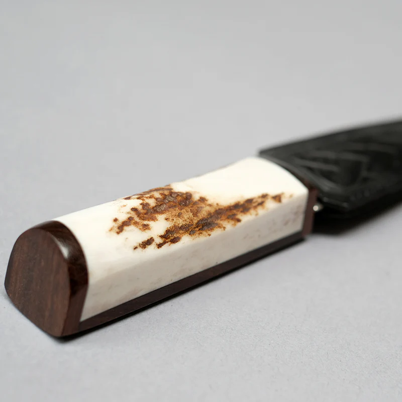 Sgian Dubh with Stag Horn & Blackwood Handle and Damascus Blade - Image 6