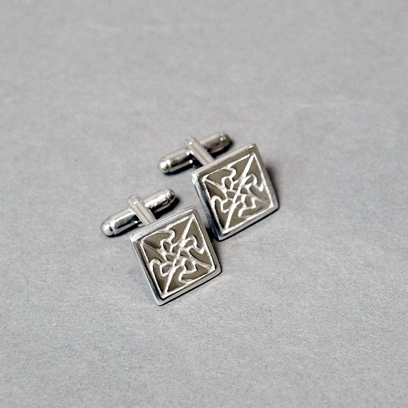 Square Pewter Cufflinks with Knot Design
