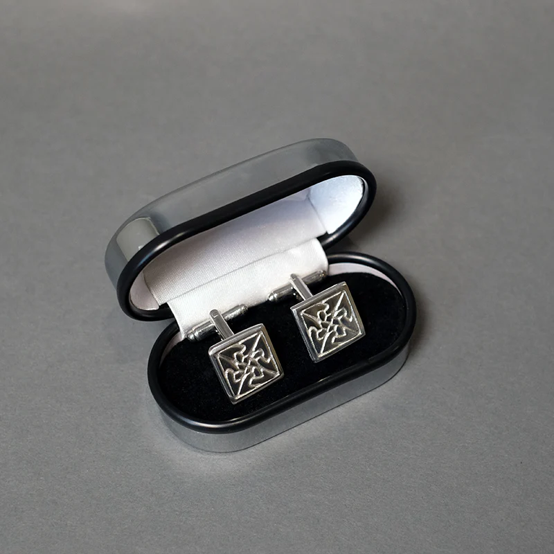 Square Pewter Cufflinks with Knot Design - Image 2