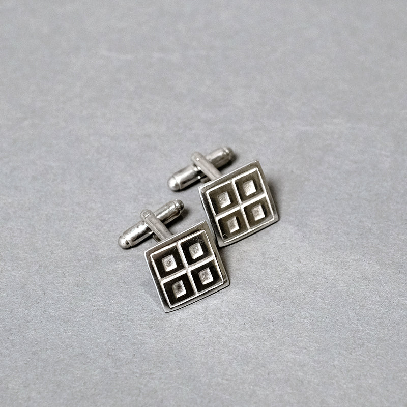 Square Pewter Cufflinks with Rennie Mackintosh Design
