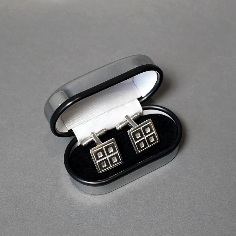 Square Pewter Cufflinks with Rennie Mackintosh Design - Image 2