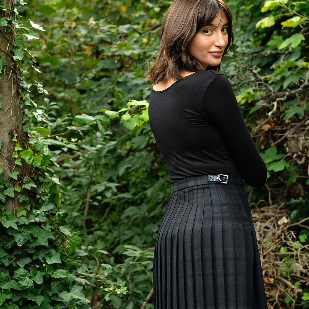 Womens Mini Kilt in Black Spirit Tartan - Image 3